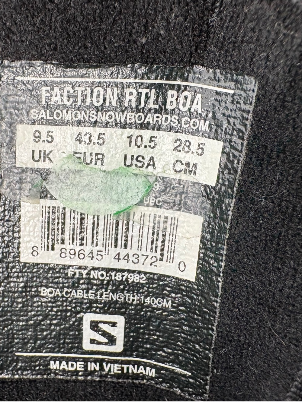 Salomon Faction RTL BOA Snowboard Boots Men’s 10.5 Black - Picture 6 of 6